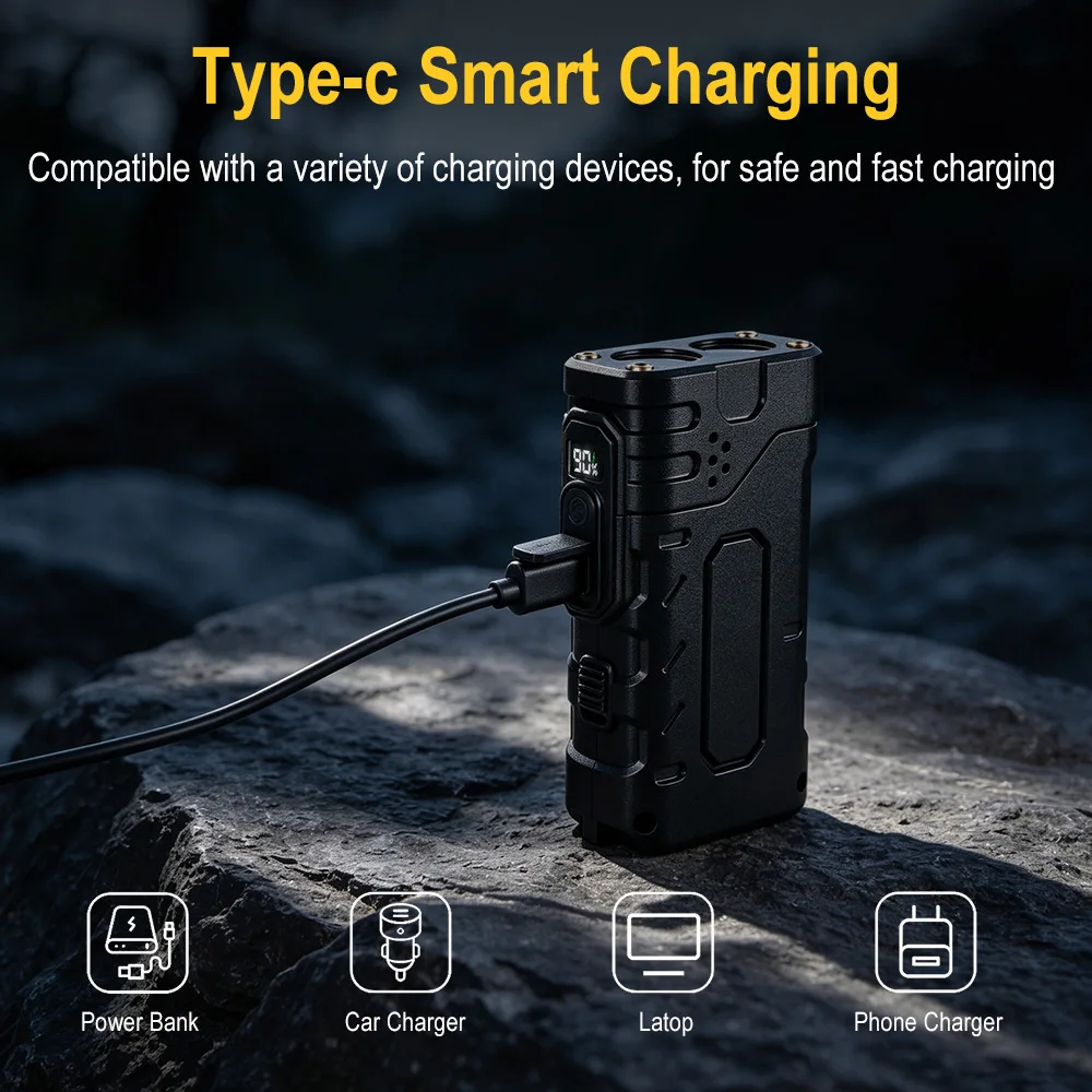 BORUIiT Hand Crank EDC LED Fla - Hunting Fishing Outdoor recension och pris